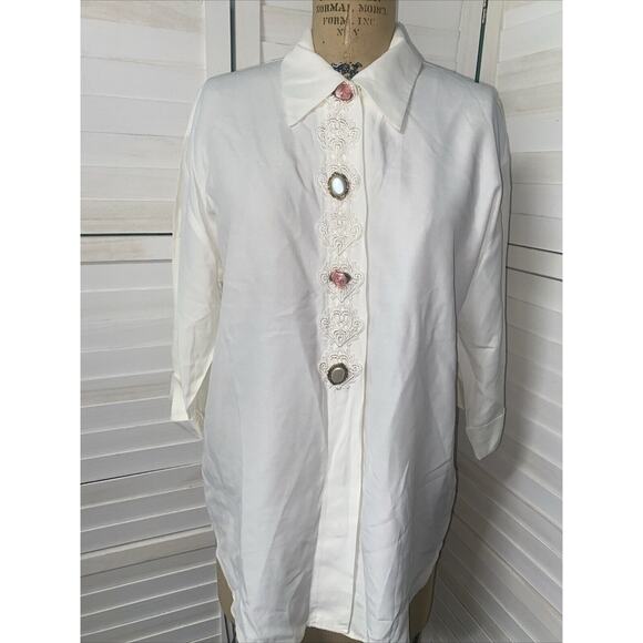 Vintage 80s Pride & Joys Women’s Blouse Decorative Buttons Sz 8 Union Made USA - Picture 1 of 9